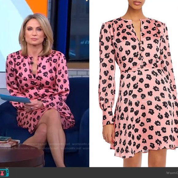 NWT EQUIPMENT Danette Long Sleeve A-Line Dress Pink and Black Size Large - Picture 10 of 11